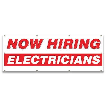 Signmission Now Hiring Electricians Banner Apply Inside Accepting Application Single Sided B-96-30235